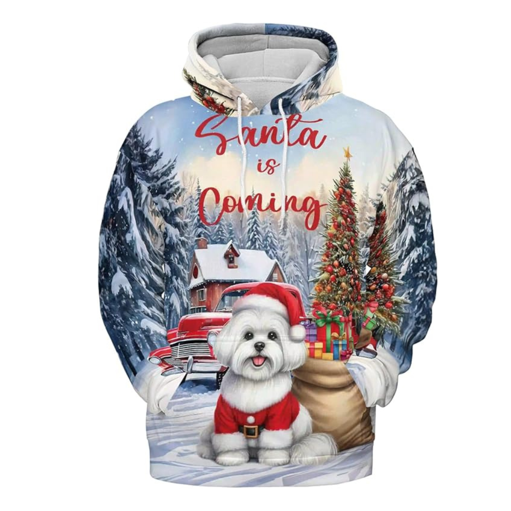 Christmas Santa Dog Truck Tree All Over Print 3D Zip Hoodie