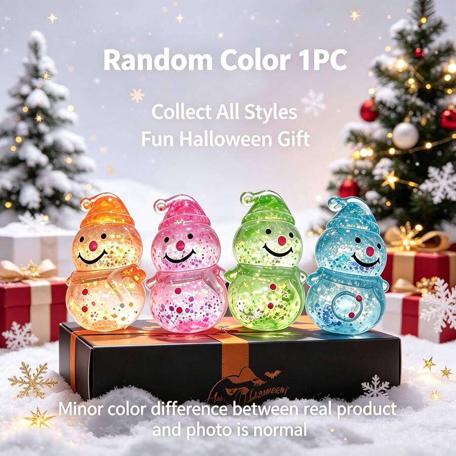 1PC Christmas Theme Snowman Squishy, Soft Mochi Squeeze Stress Relief Toy, Children's Party Favor, Christmas Stocking Filler Holiday Gift, Back To School Crunchy Squishy, Party Favors For Kids, Holiday Essentials, Cheese Texture Squishy - Multicolor - View 2
