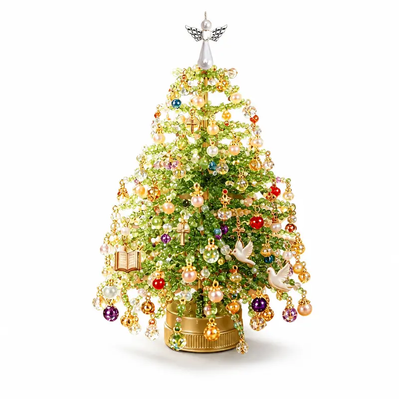  Handmade Tabletop DIY Beaded Christmas Tree Decor Kit Set 
