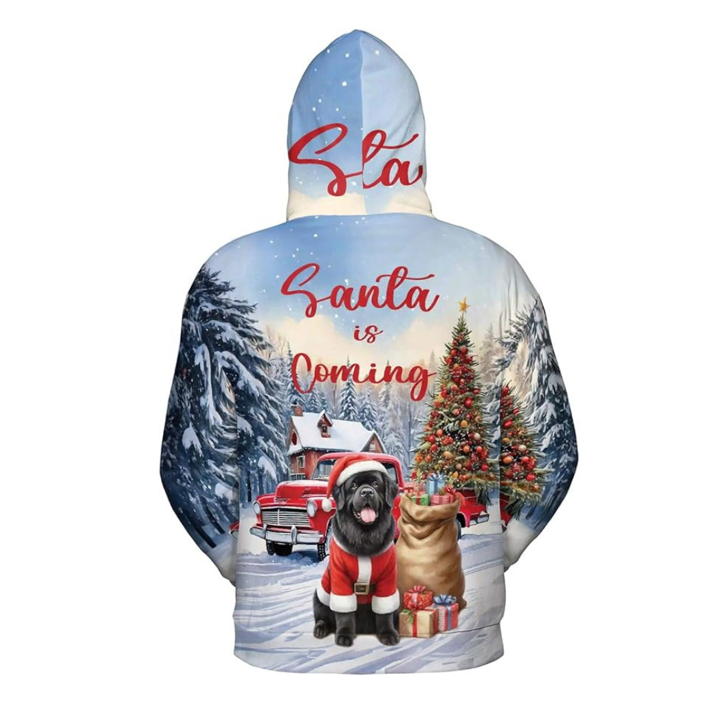 Christmas Santa Dog Truck Tree All Over Print 3D Zip Hoodie