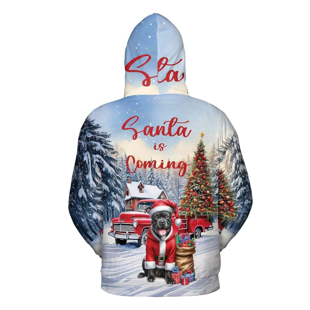 Christmas Santa Dog Truck Tree All Over Print 3D Zip Hoodie