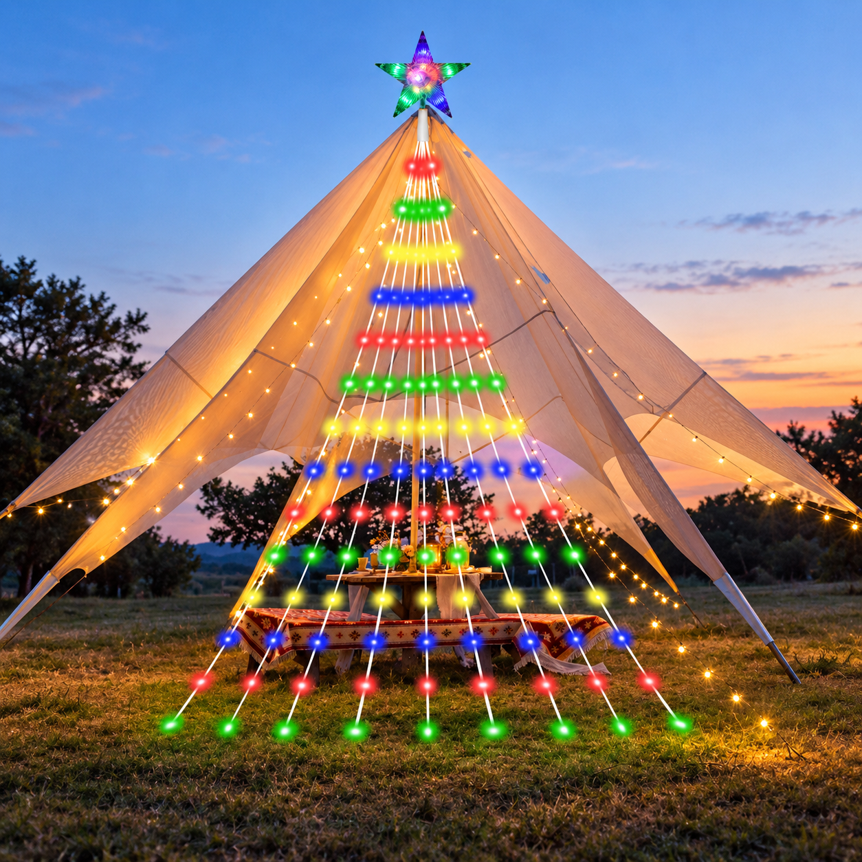 Star Curtain String Lights For Room Wedding And Party Decor