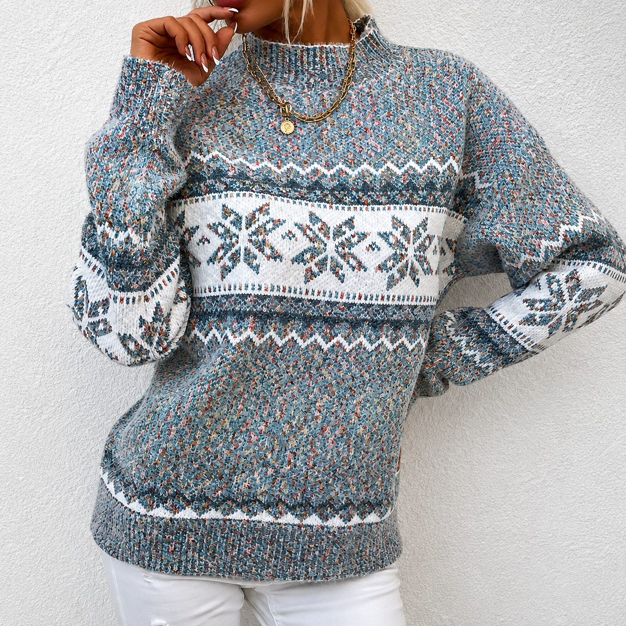 Knitted Winter Snowflake Christmas Sweater For Women