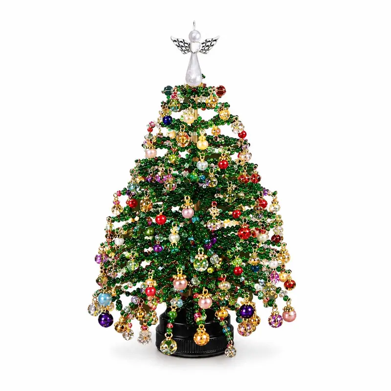 Handmade Tabletop DIY Beaded Christmas Tree Decor Kit Set 