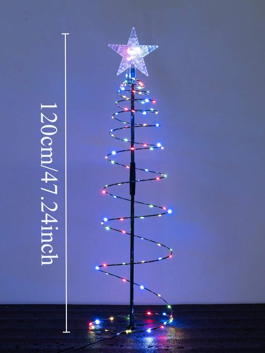 1/2PCS Solar Powered Iron Christmas Tree Lights, Led Outdoor Waterproof, Patio, Garden Decoration, Holiday Atmosphere Decoration, Lawn Lights - Iron Star Christmas Tree - View 13