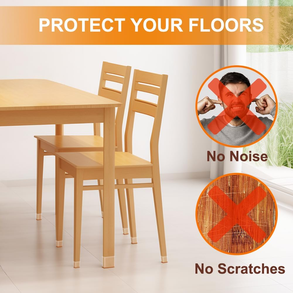 Square Silicone Felt Chair Leg Covers
