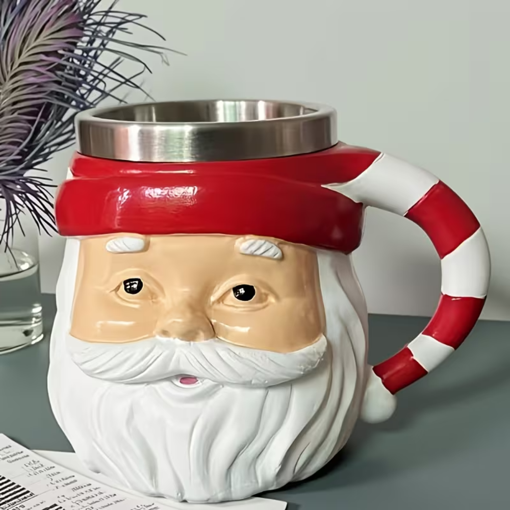 Hand Painted Style Resin Santa Claus Mug