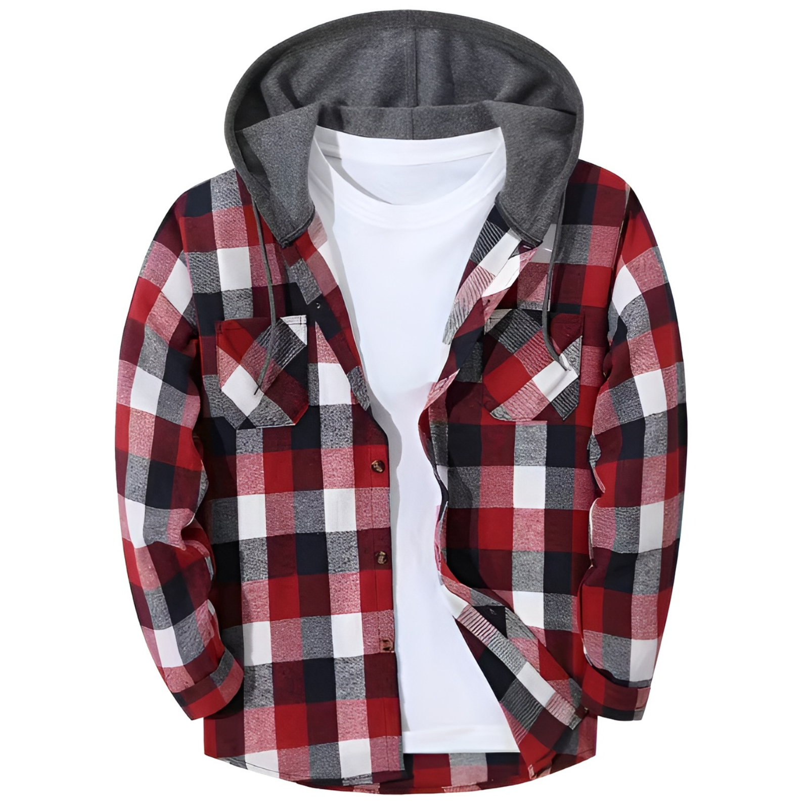 Men Sporty Pullover Button Front Closure Hoodie