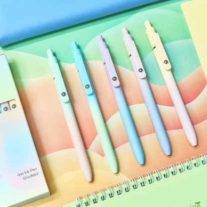 Pastel Gradient Gel Pens With 0.7mm Black Ink Retractable Pack Of 5
