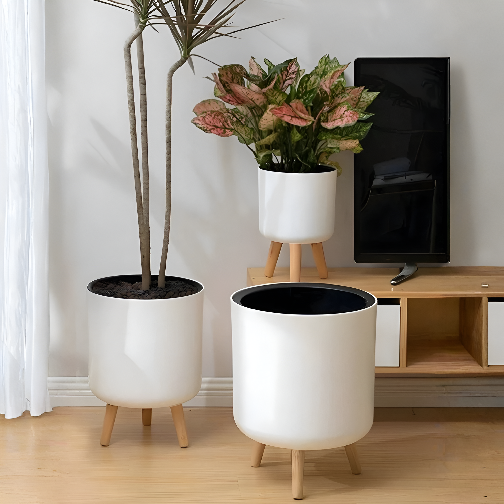 1pc Classic Round Self Watering Planter Plant Pot