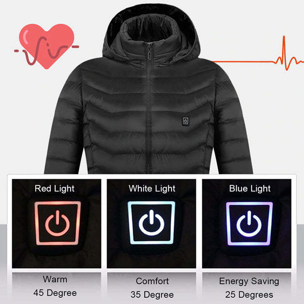 Electric Battery Heated Hooded Jacket - Waterproof , Thermal Heating-Amzemart