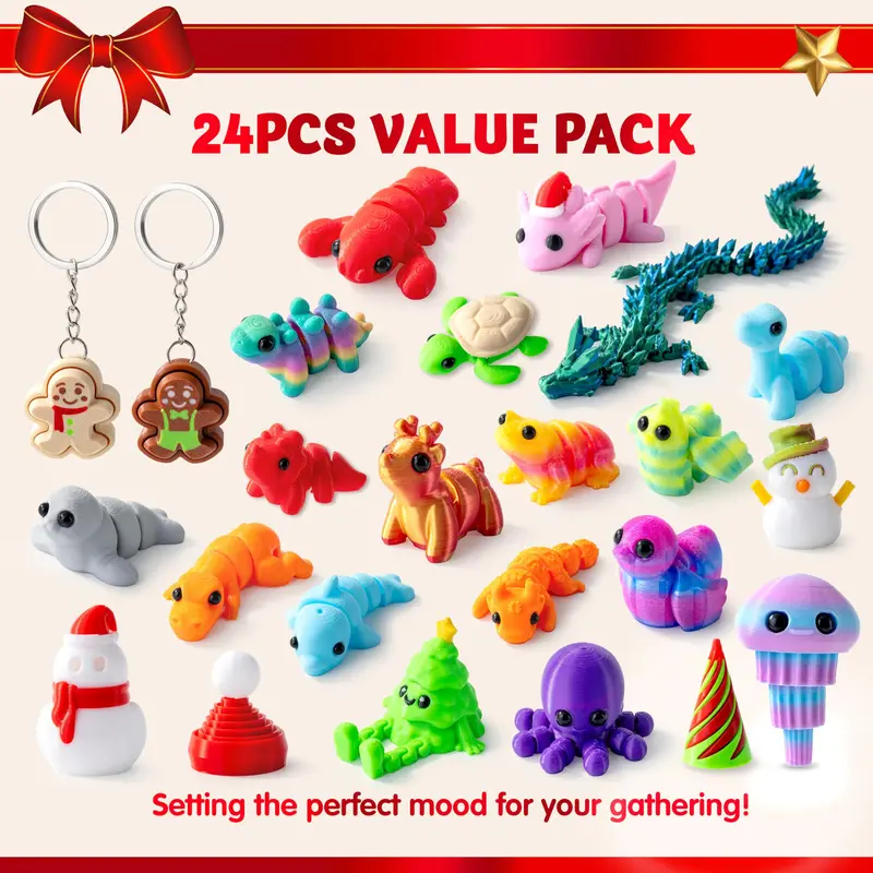 2026 Christmas Advent Calendar With 3D Printed Toys For Kids