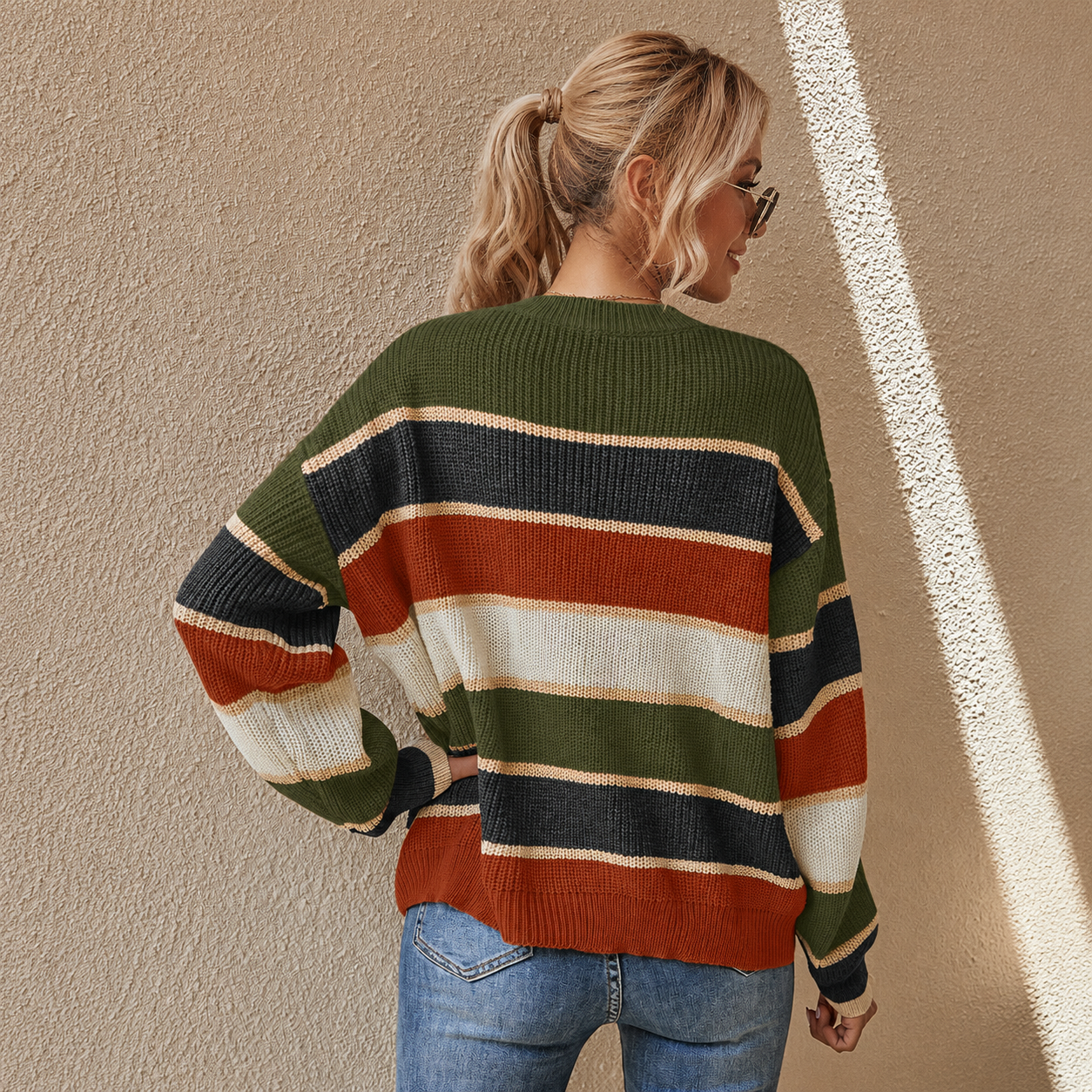 Color Block Fall Winter Christmas Pullover Sweater For Women