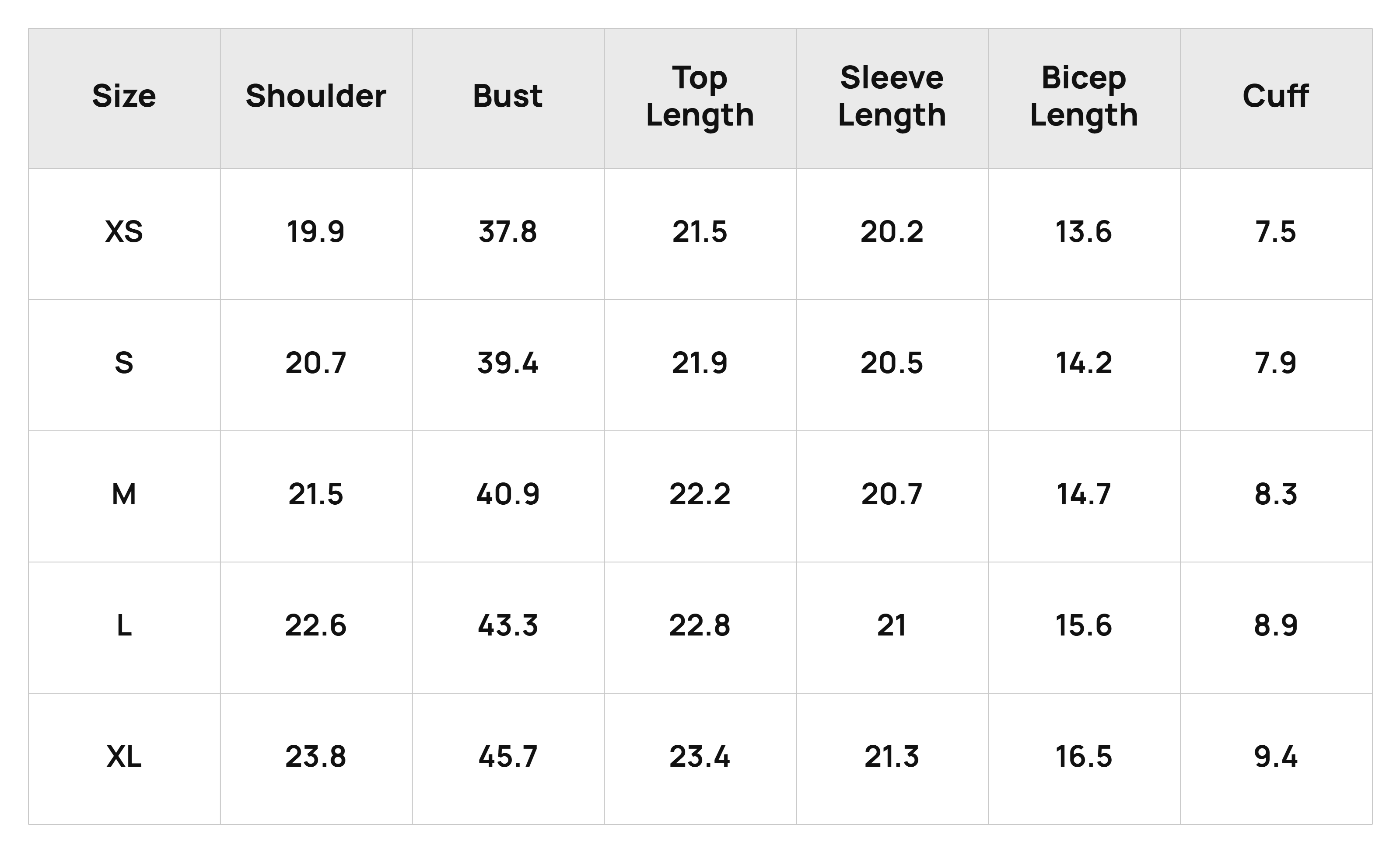 Size Chart