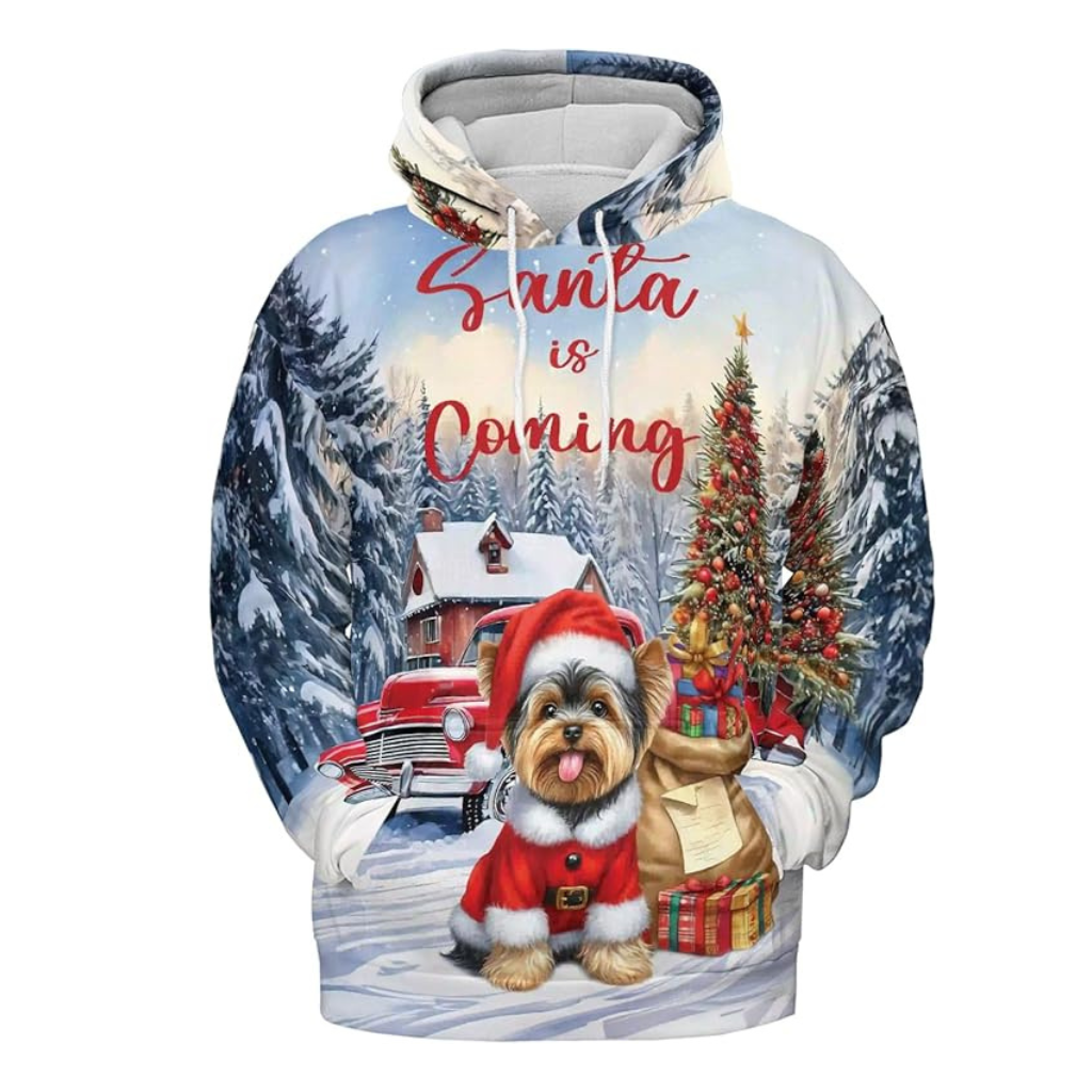 Christmas Santa Dog Truck Tree All Over Print 3D Zip Hoodie