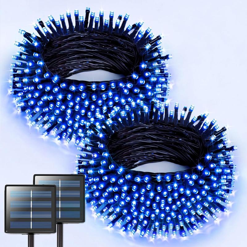 Pack of 2 Solar Powered Christmas String Lights with 400 LED and 8 Lighting Modes