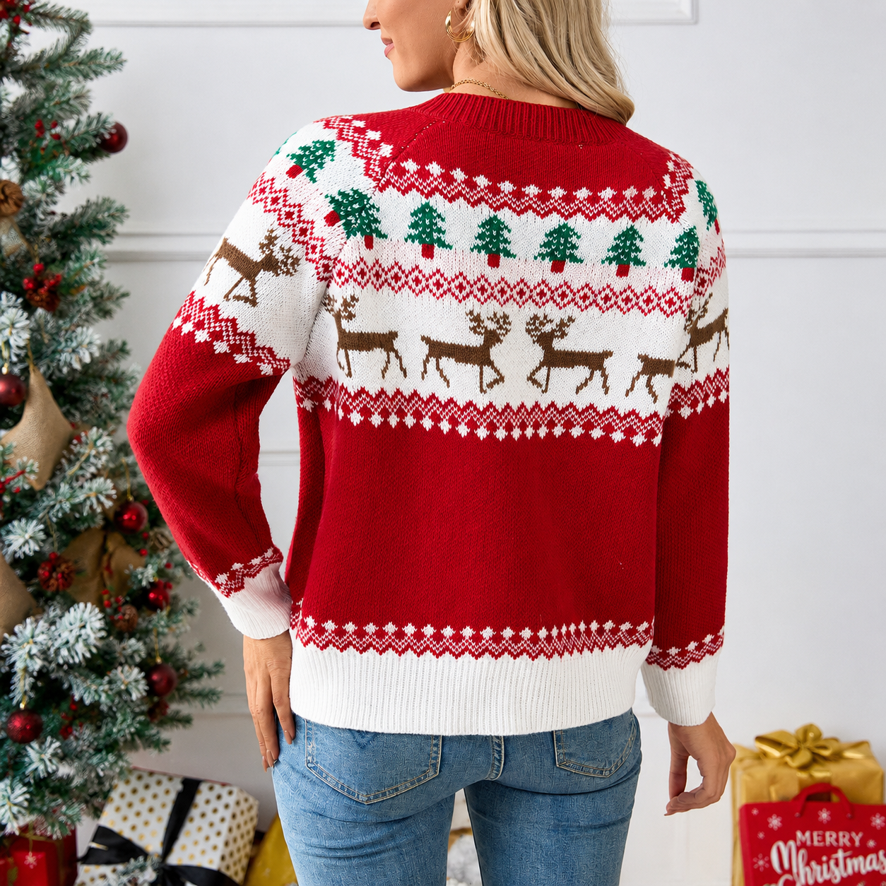 Christmas Themed Holiday Season Knit Cardigan For Women