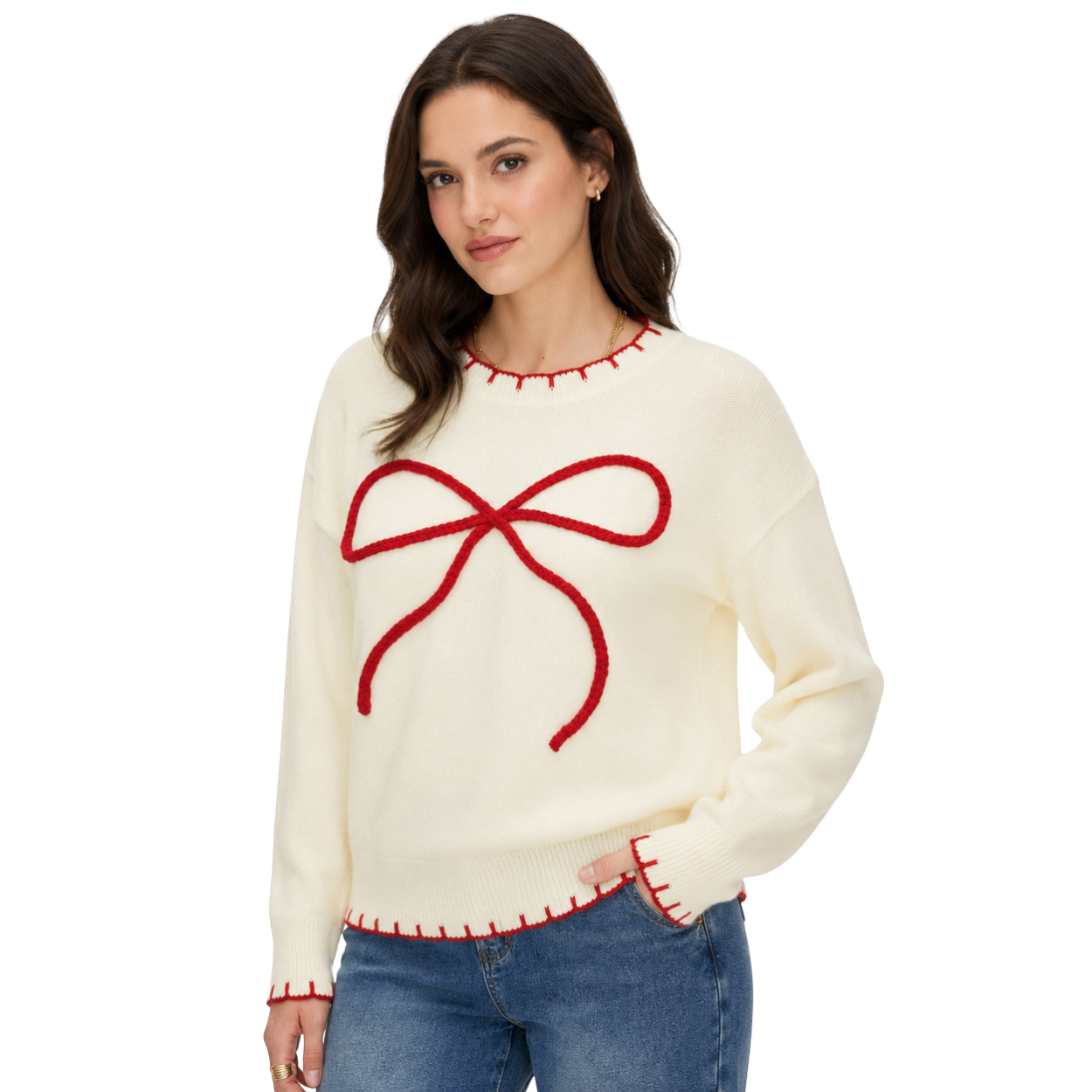 Casual Knit Winter Bow Fashion Sweater For Women