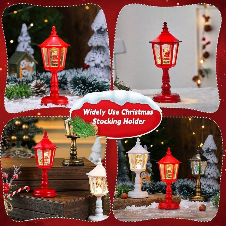 Christmas Music Water Night Light, Led Lantern, Glowing Decoration Ornament For Holiday Party Atmosphere Decor, Festive Home Decor Accessory - Red - View 7