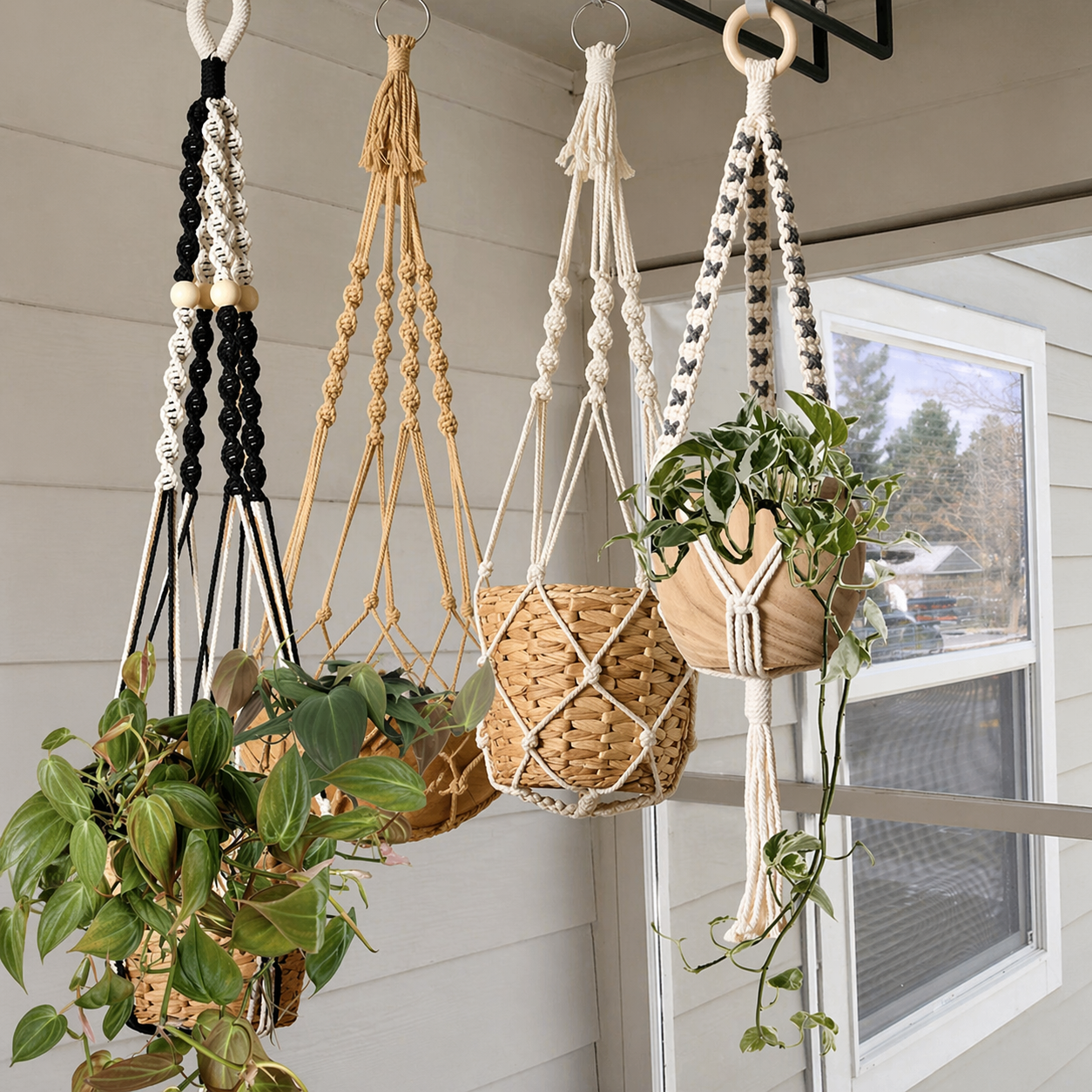 Handmade Macrame Boho Multifunctional Plant Holder With Tassel Decor