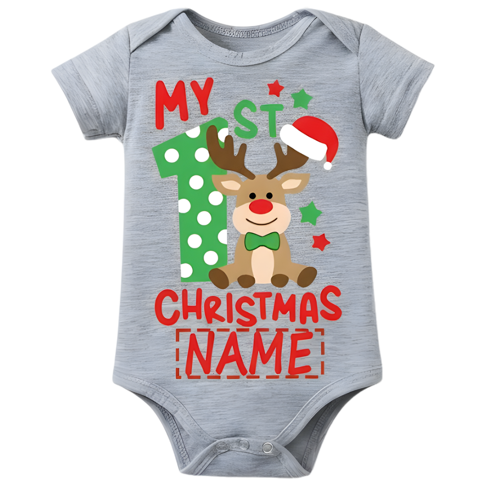 Custom Reindeer Print Personalized Christmas Baby Jumpsuit