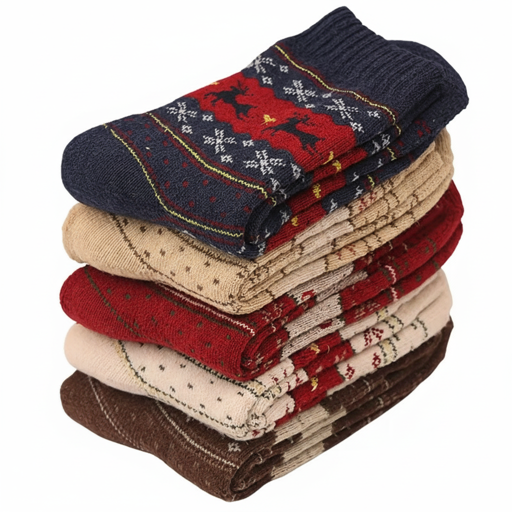 5 Pairs Of Cozy Christmas Socks For Women