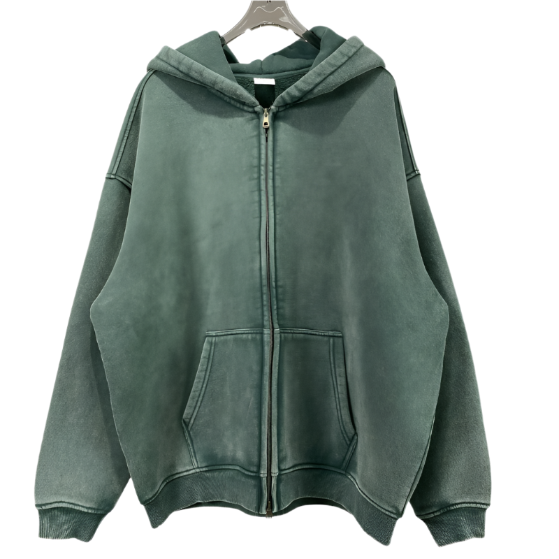 Vintage Faded Style Oversized Zip Up Hoodie