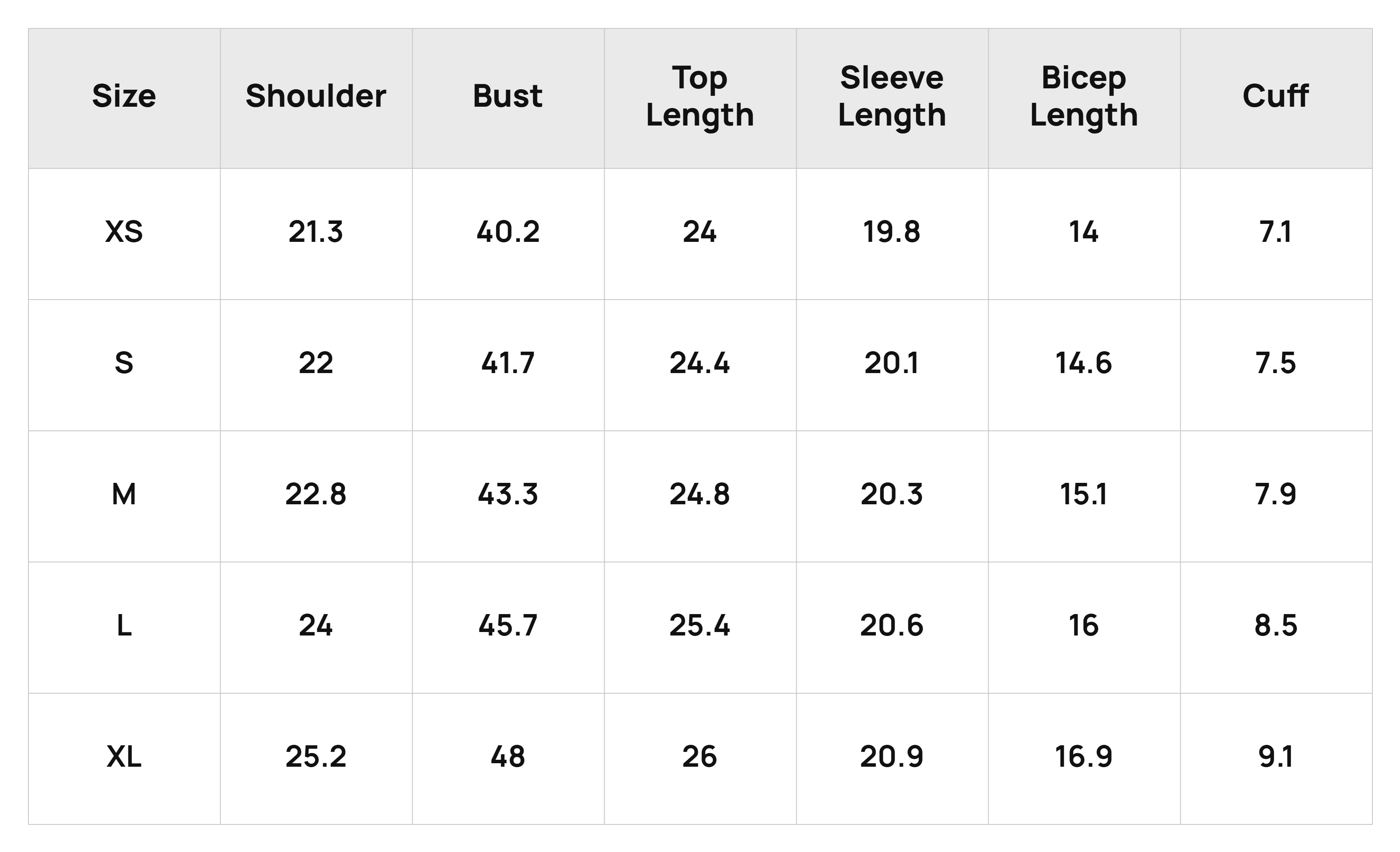 Size Chart