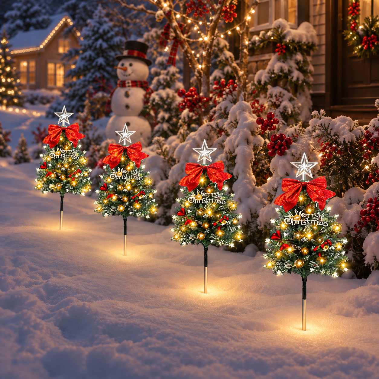 Solar Christmas Tree Pathway Lights for Outdoor Decor