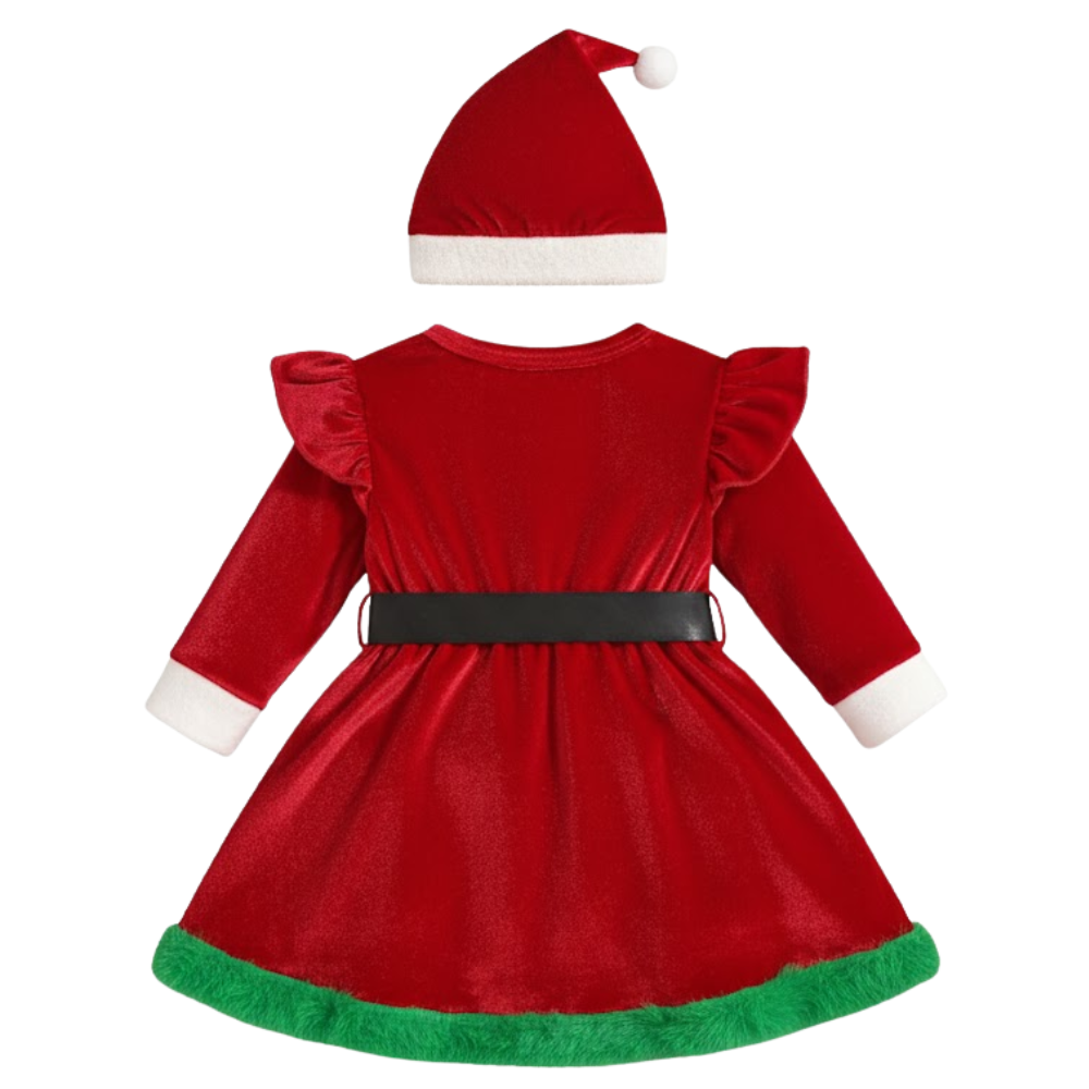 Girls Christmas Haikou Outfit Set With Belt And Hat