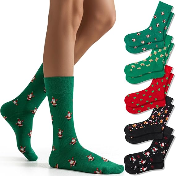 4 Pairs Christmas Santa Socks For Women