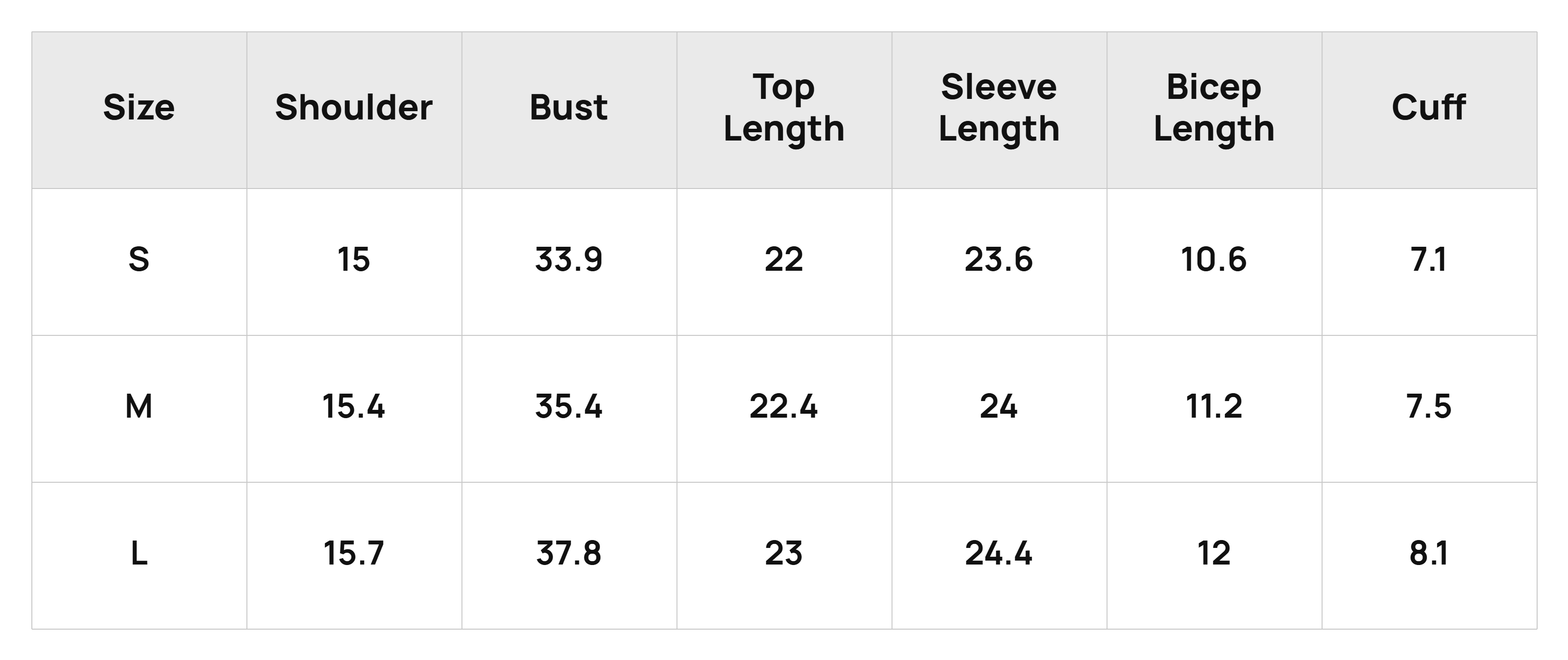 Size Chart