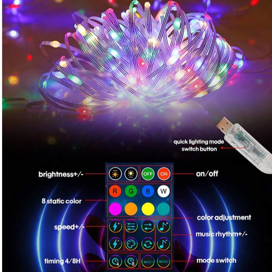400-LED Smart Curtain String Lights With Programmable Animations And Text Effects-Perfect For Decorating Bedrooms, Gardens, Weddings, Christmas, And Valentine's Day-Make An Excellent Choice For Holiday Gifts. - 16.4FT/50LED - View 10