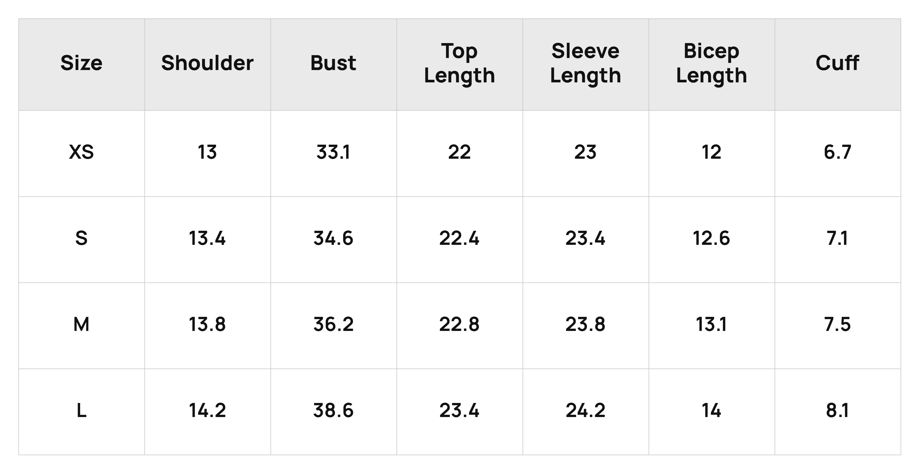 Size Chart