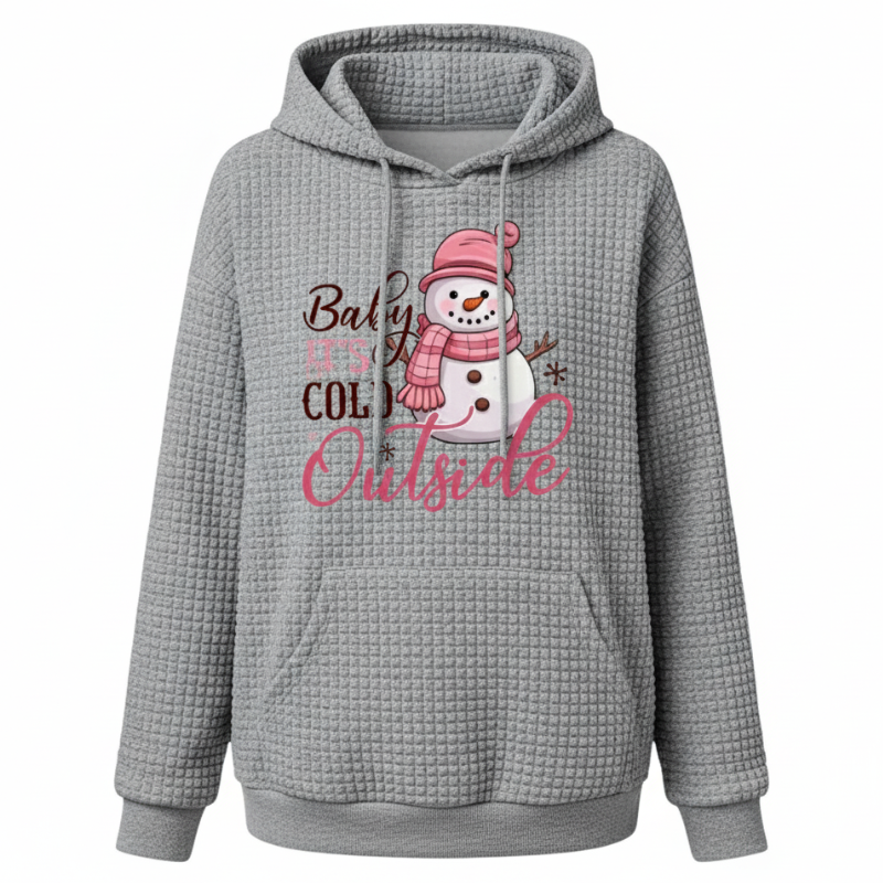 Christmas Snowman Graphic Hoodie For Women