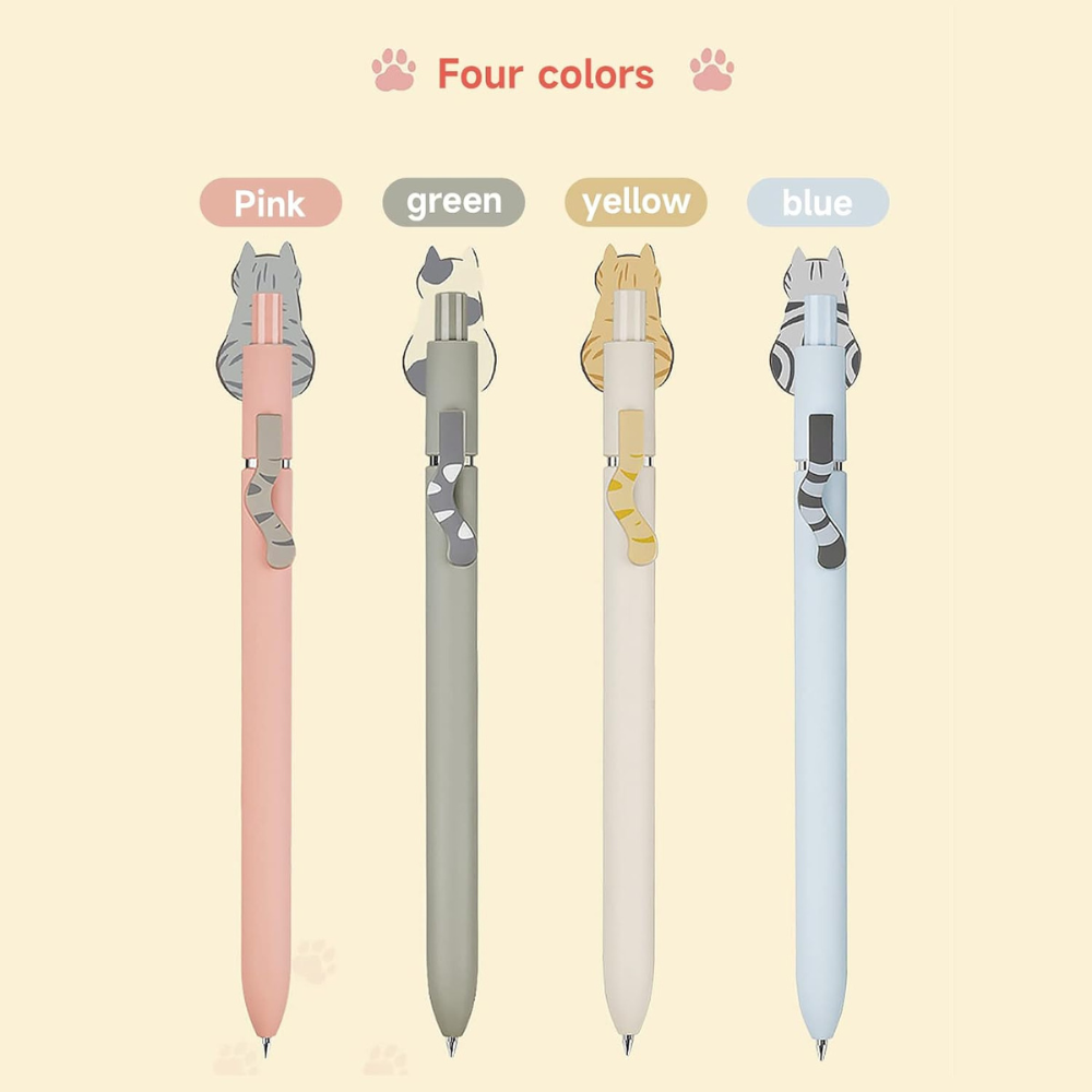Cat Tail Gel Pens With Set 0.5mm Black Ink Fine Point Set Of 4