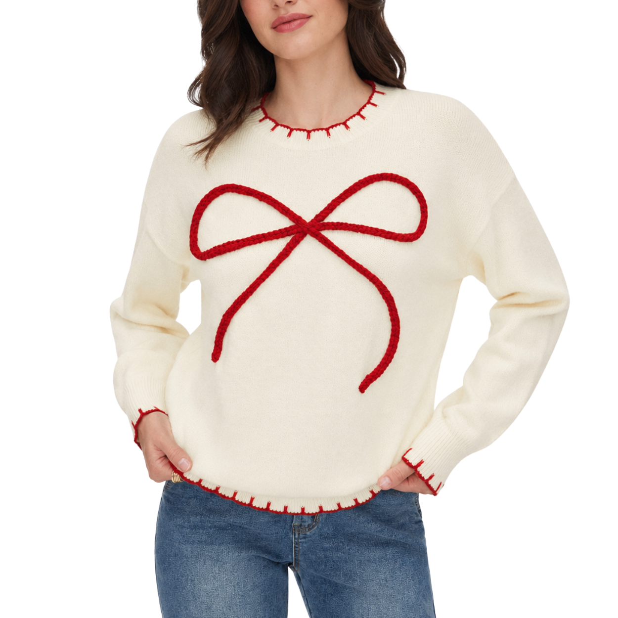 Casual Knit Winter Bow Fashion Sweater For Women