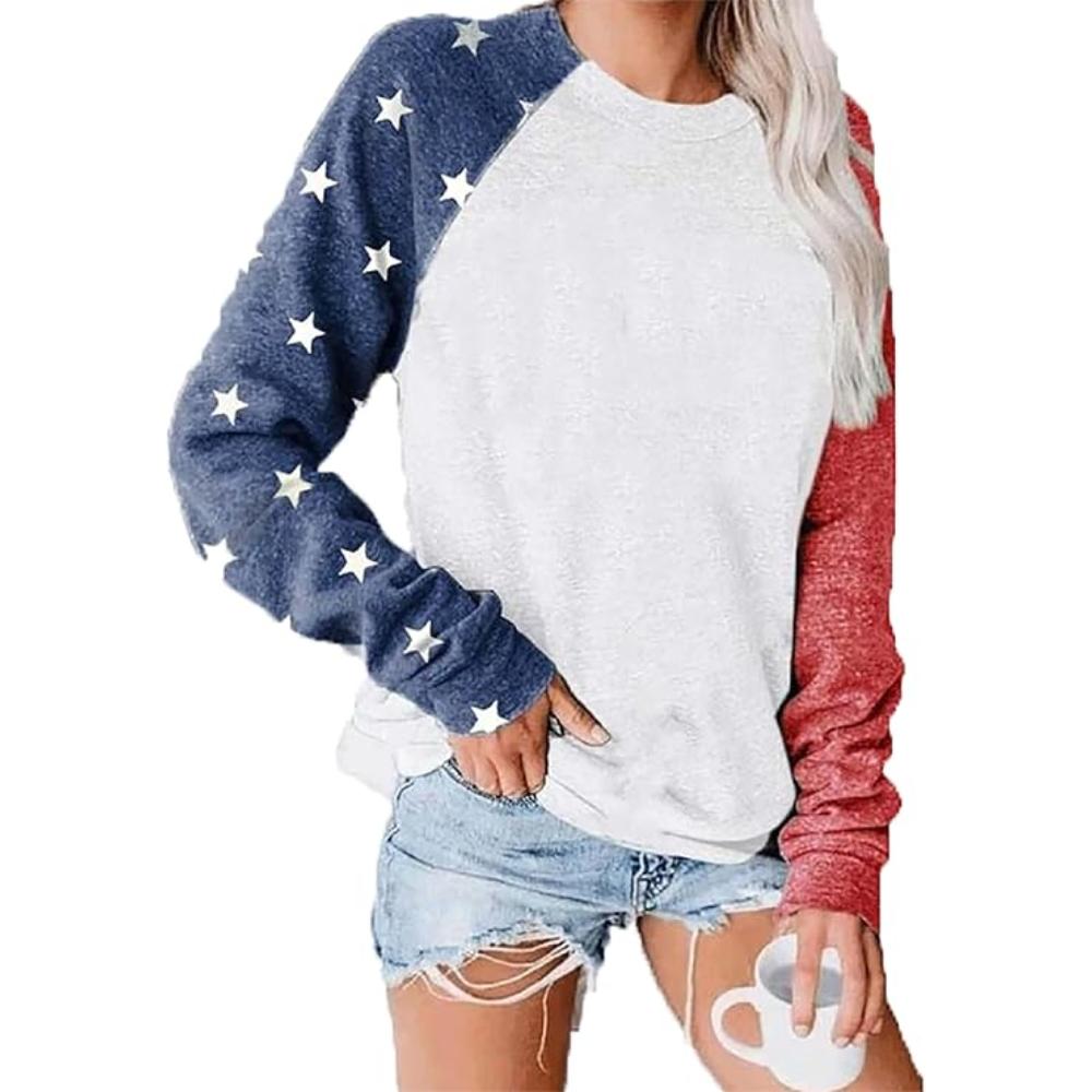 Baseball Stitch Print Pullover Sweatshirt American Pride Sweatshirt