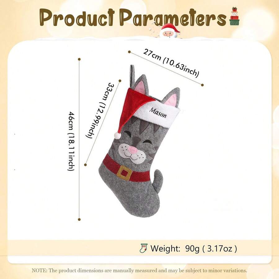 Personalized Embroidered Pet Christmas Stockings, Cat Dog Christmas Stocking, Christmas Family Stockings, Puppy Family Holiday Decor - Multicolor - View 3
