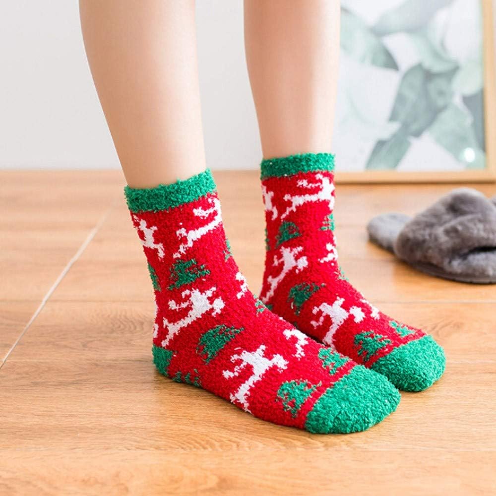 12 Pairs Warm Christmas Fuzzy Socks For Women