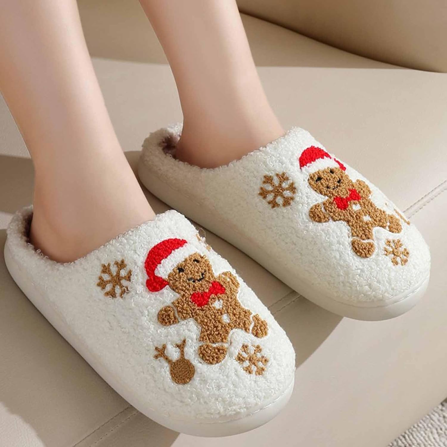 Christmas House Slippers for Women and Men Indoor Outdoor Winter Shoes