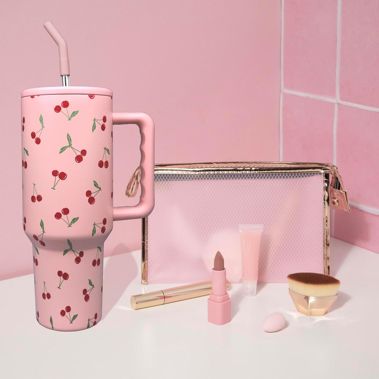 40 oz Butterfly Stainless Steel Vacuum Insulated Tumbler with Straw and Lid