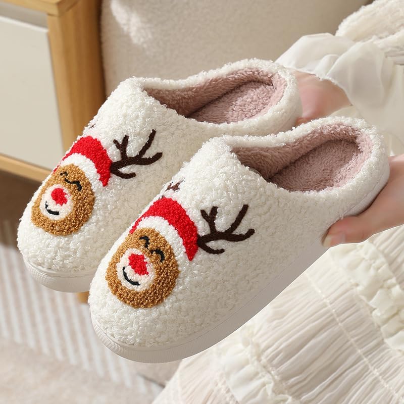 Christmas Themed Warm Winter Fuzzy Indoor Shoes For Men And Women