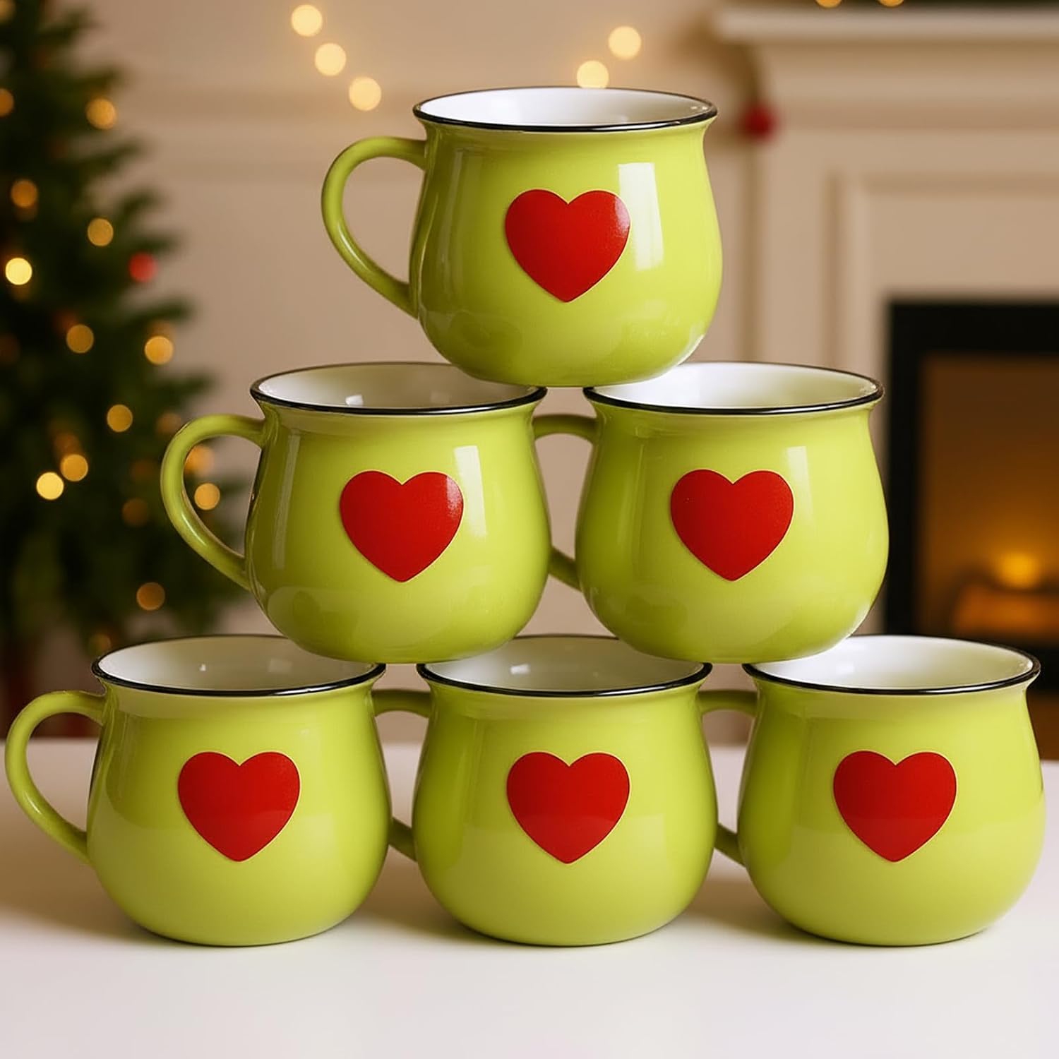 6 Pieces Christmas Themed Coffee Mugs With Handle