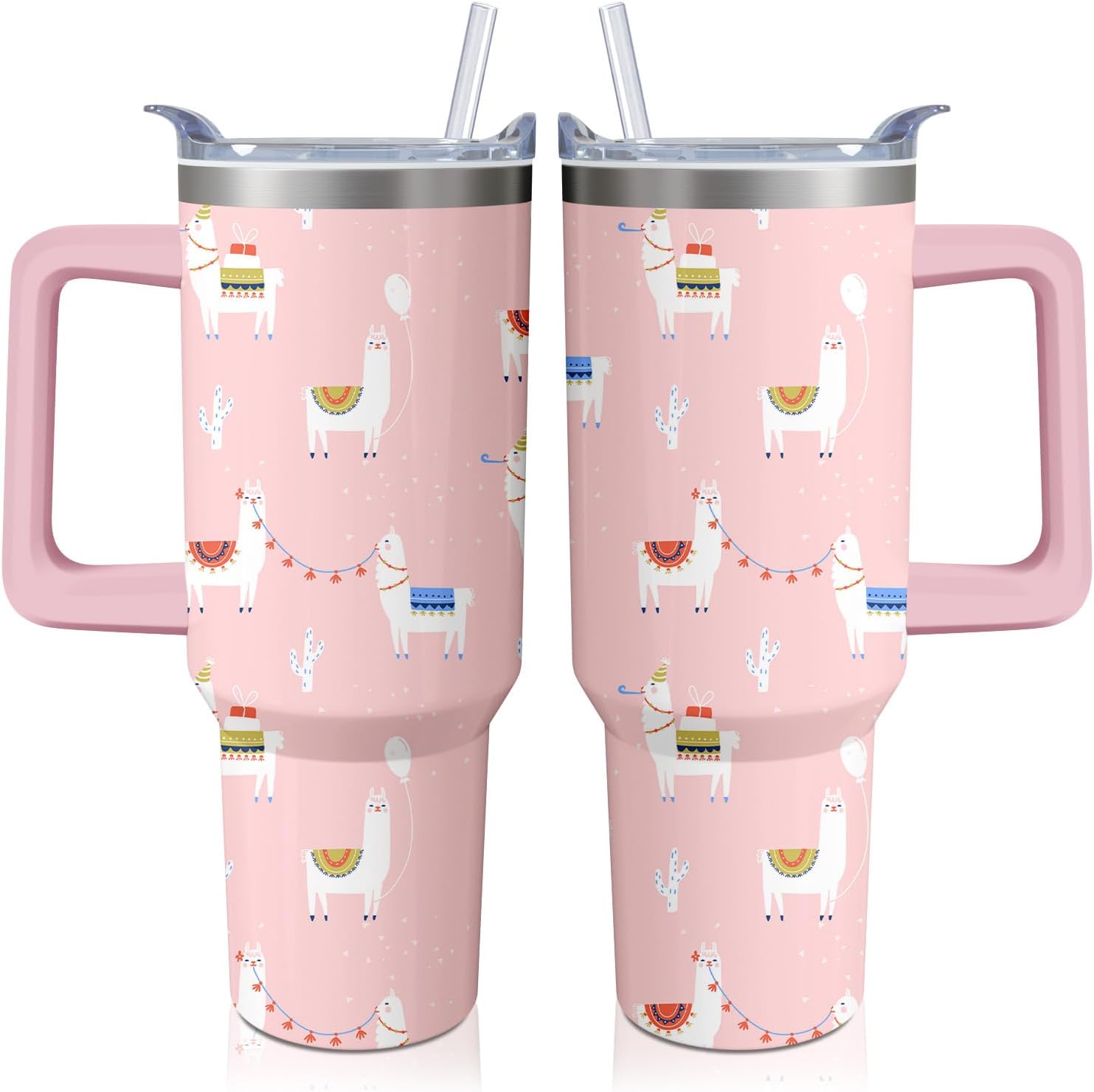 40 oz Christmas Snowflake Stainless Steel Insulated Tumbler with Handle and Straw