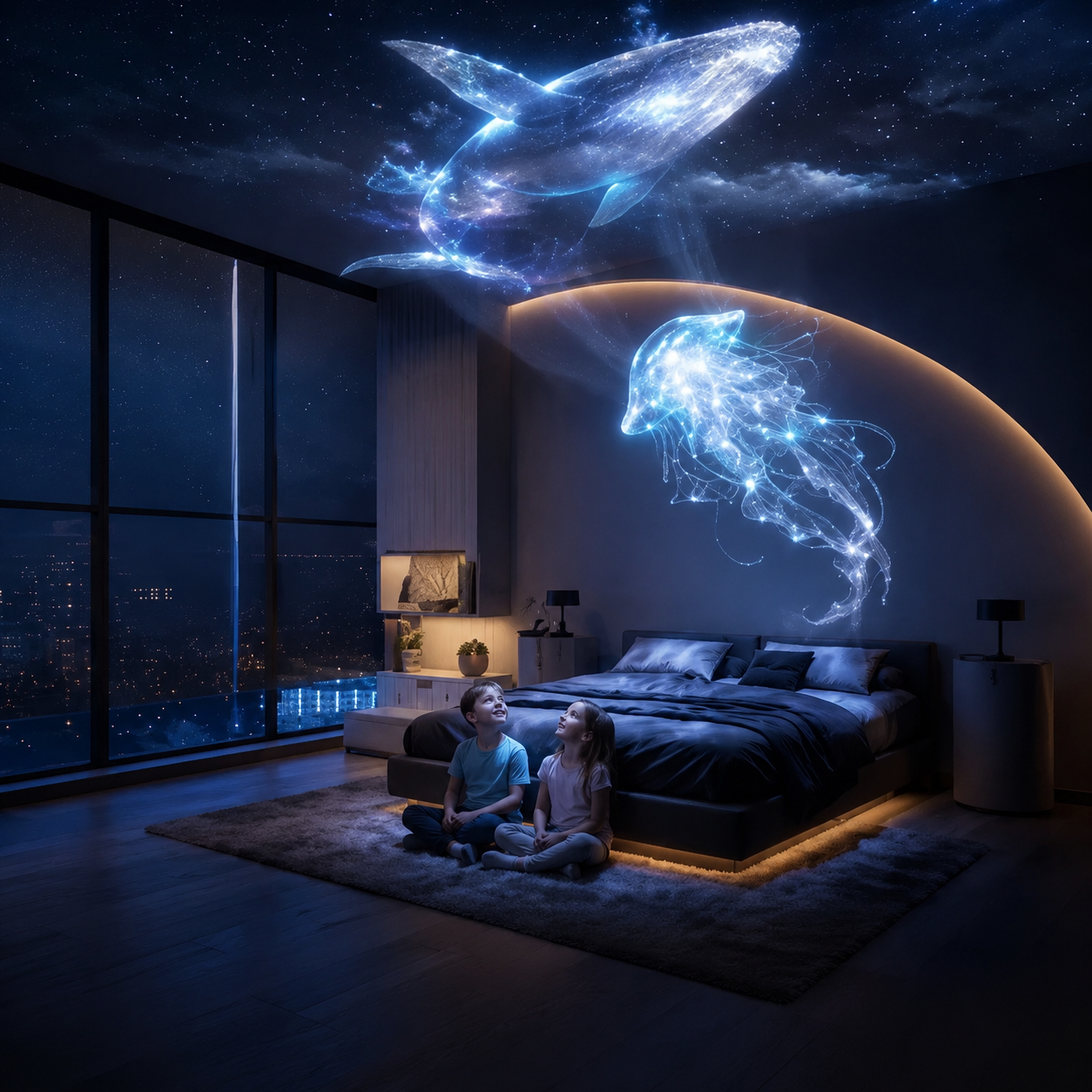 HD Smart Dynamic 5D Holographic Night Light Projector