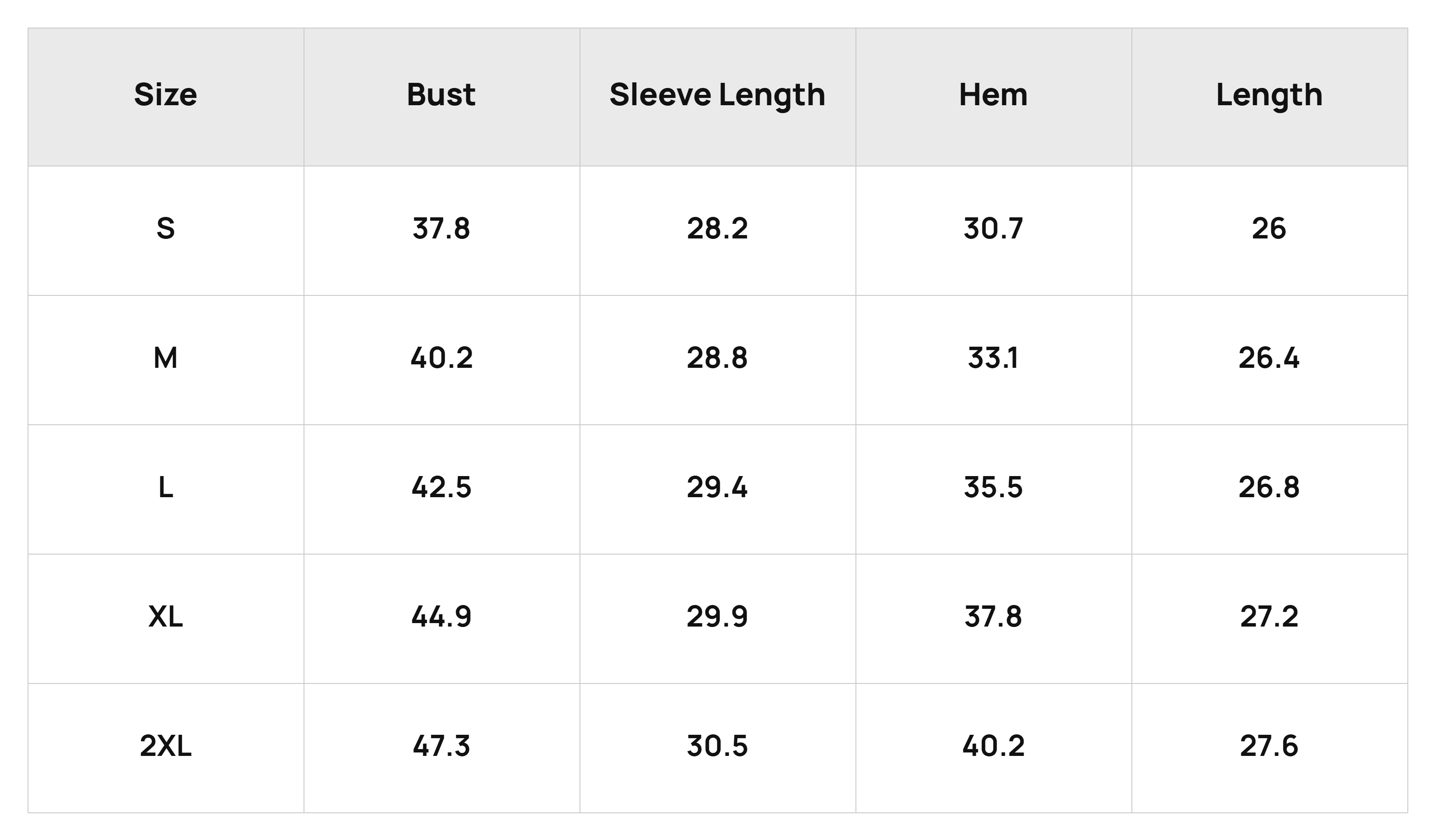 Size Chart