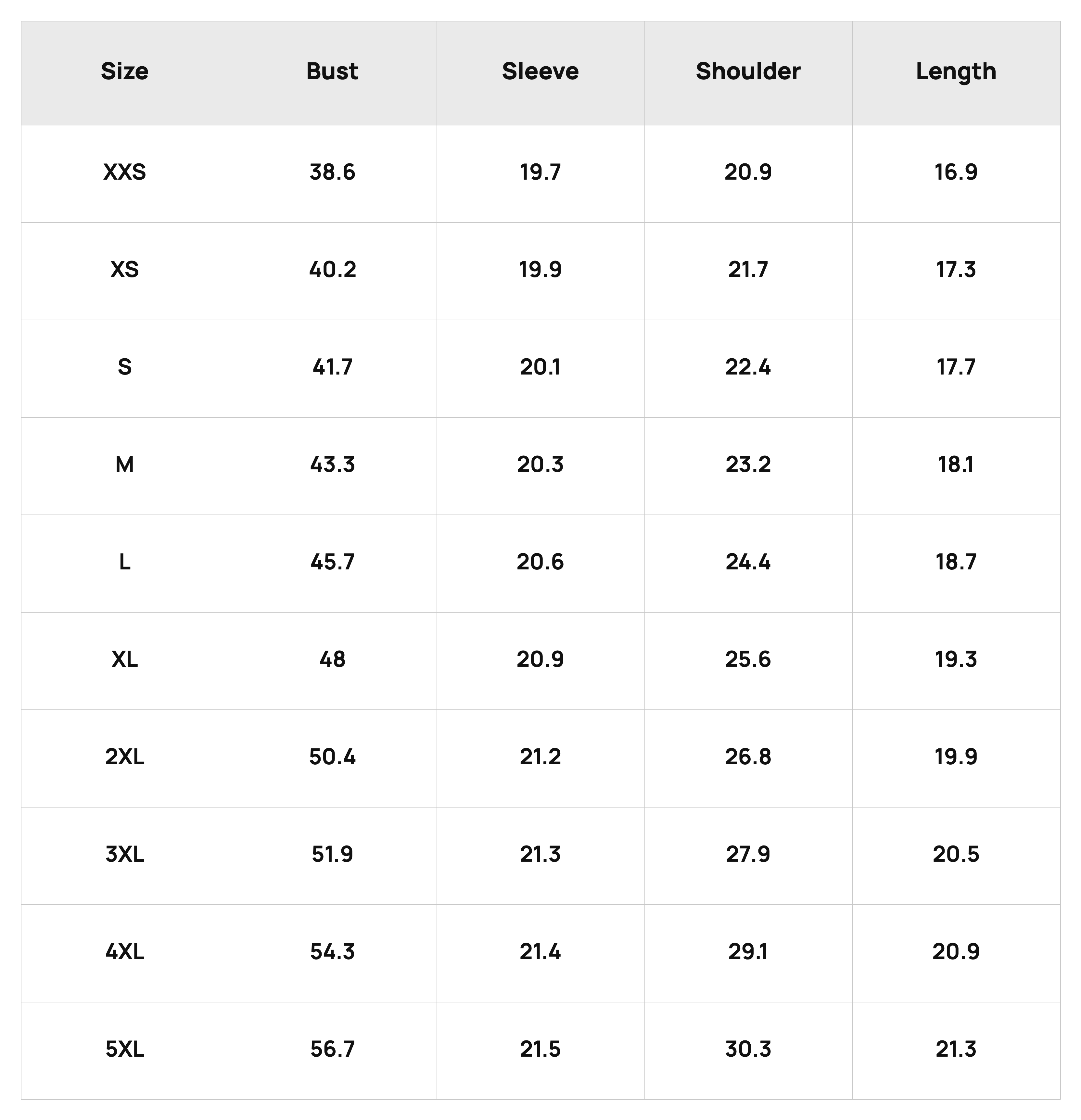 Size Chart