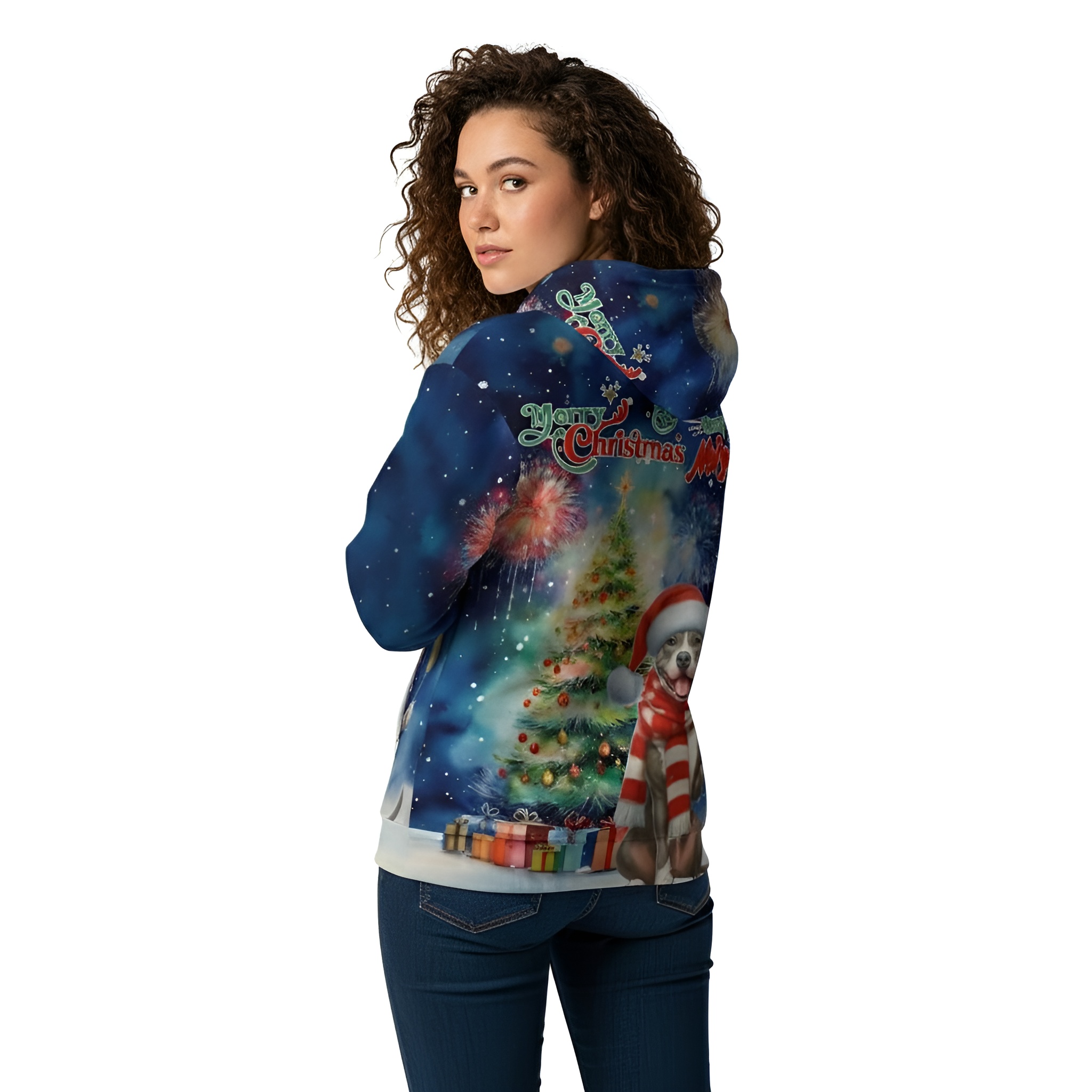 Christmas New Year Santa Dog Holiday Hoodie