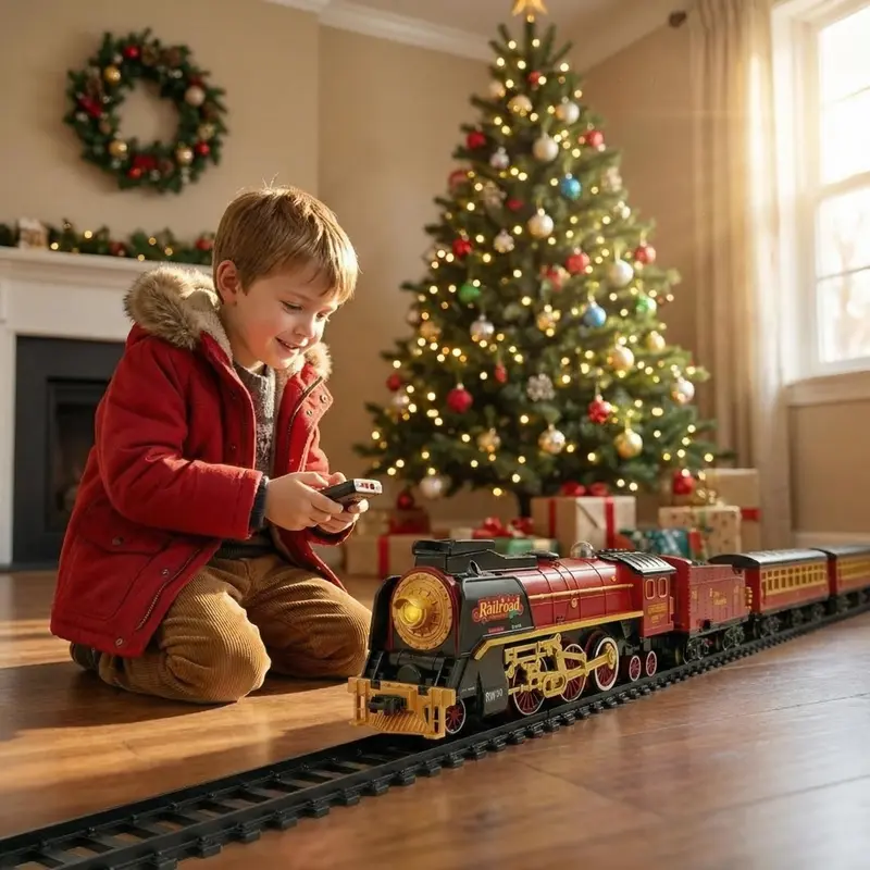 Classic Christmas Railway Train Set With Remote Control